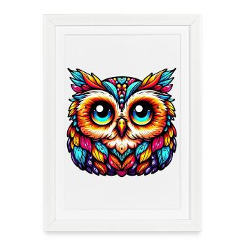 Eule - Gerahmtes Poster (27 × 37 cm) - Weiß - Vorne