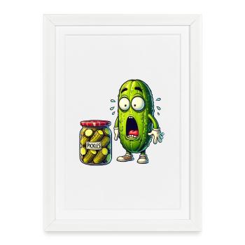 Motif de concombre amusant - Affiche encadrée (27 × 37 cm) - blanc - Devant