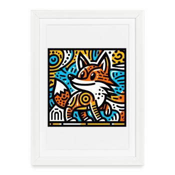 Fox - Framed poster (27 × 37 cm) - white - Front