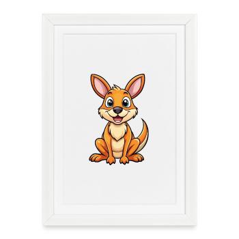 Kangaroo Cute Cartoon Character Kawaii Clipart - Framed poster (27 × 37 cm) - white - Front