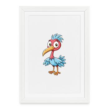 ibis mignon personnage de dessin animé kawaii clipart - Affiche encadrée (27 × 37 cm) - blanc - Devant