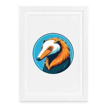 fourmilier mignon Kawaii dessin animé animal animal logo - Affiche encadrée (27 × 37 cm) - blanc - Devant