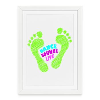Dance Bounce Live barefoot NEON green - Framed poster (27 × 37 cm) - white - Front