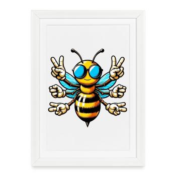 Bee with Sunglasses - Framed poster (27 × 37 cm) - white - Front