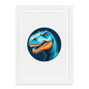 dinosaure mignon kawaii dessin animé animal animal logo - Affiche encadrée (27 × 37 cm) - blanc - Devant