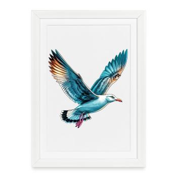 Mouette - Affiche encadrée (27 × 37 cm) - blanc - Devant