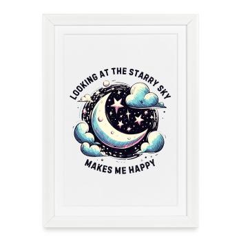 Le ciel étoilé me rend heureux - Affiche encadrée (27 × 37 cm) - blanc - Devant