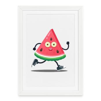 Pastèque sport cartoon  - Affiche encadrée (27 × 37 cm) - blanc - Devant