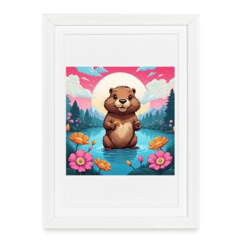 Bieber am See - Framed poster (27 × 37 cm) - white - Front