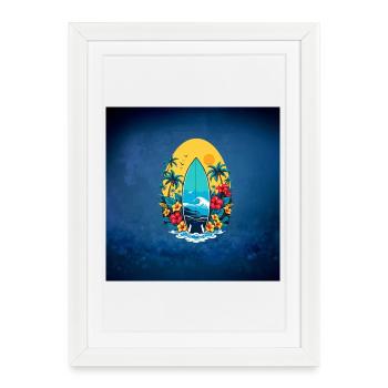 Planche de surf élégante - Affiche encadrée (27 × 37 cm) - blanc - Devant