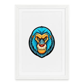 Mandrill Colorful Kawaii Cartoon Character Clipart - Framed poster (27 × 37 cm) - white - Front