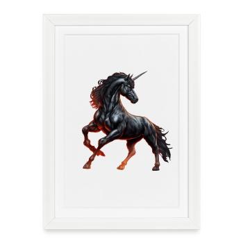 La puissante licorne noire - Affiche encadrée (27 × 37 cm) - blanc - Devant