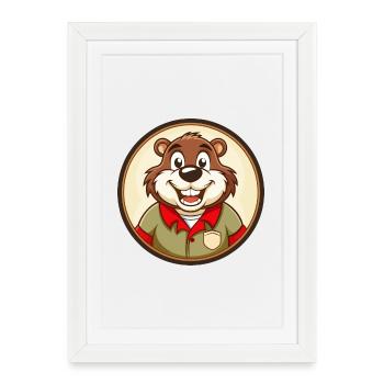 Beaver Colorful Kawaii Cartoon Character Clipart - Framed poster (27 × 37 cm) - white - Front