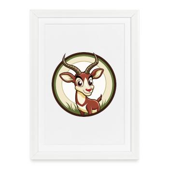 antilope coloré kawaii dessin animé personnage clipart - Affiche encadrée (27 × 37 cm) - blanc - Devant