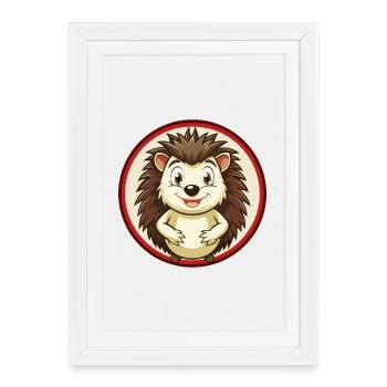 hérisson coloré Kawaii Dessin animé Personnage Clipart - Affiche encadrée (27 × 37 cm) - blanc - Devant