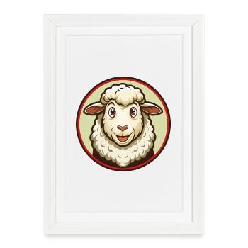 mouton coloré kawaii dessin animé personnage clipart - Affiche encadrée (27 × 37 cm) - blanc - Devant
