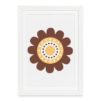 Mignonne Fleur De Marguerite Brune - Affiche encadrée (27 × 37 cm) - blanc - Devant