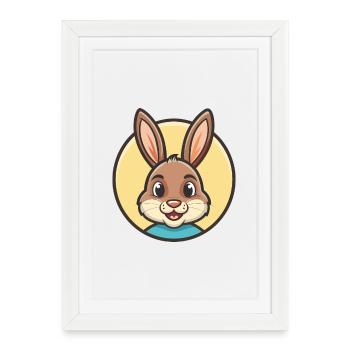 Rabbit Kawaii Cartoon Character Animal Pet Face - Framed poster (27 × 37 cm) - white - Front