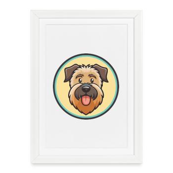 Bouvier des Ardennes Chien Race Dessin Animé Kawaii Pet - Affiche encadrée (27 × 37 cm) - blanc - Devant