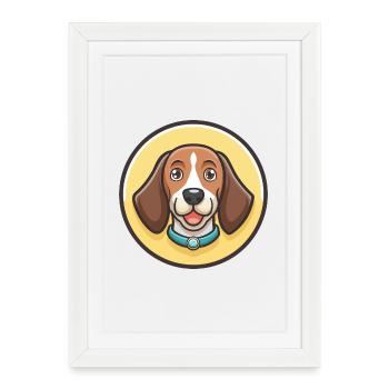 Bruno Jura Hound Dog Breed Cartoon Kawaii Clipart - Framed poster (27 × 37 cm) - white - Front