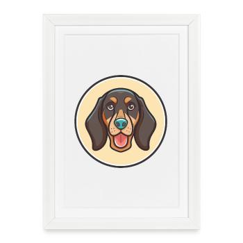 Black And Tan Coonhound Dog Breed Cartoon Kawaii - Framed poster (27 × 37 cm) - white - Front