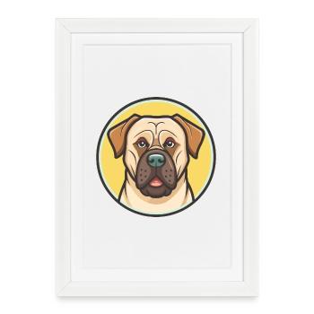 Boerboel, race chien, coloré, dessin animé, kawaii Clipart - Affiche encadrée (27 × 37 cm) - blanc - Devant