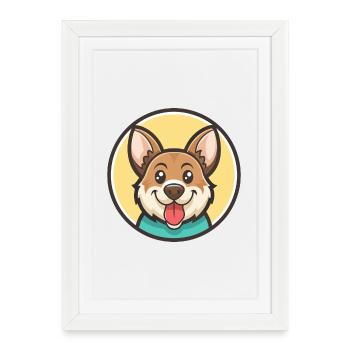 Cao De Castro Laboreiro Race Chien Dessin Animé Kawaii - Affiche encadrée (27 × 37 cm) - blanc - Devant