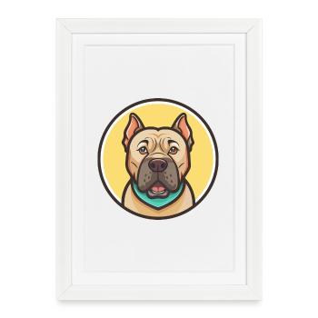 Cane Corso Dog Breed Cartoon Kawaii Clipart Animal - Framed poster (27 × 37 cm) - white - Front