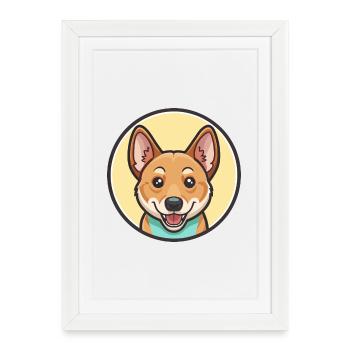 Carolina Dog Breed Colorful Cartoon Kawaii Clipart - Framed poster (27 × 37 cm) - white - Front
