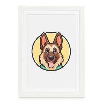 German Shepherd Dog Breed Cartoon Kawaii Clipart - Framed poster (27 × 37 cm) - white - Front