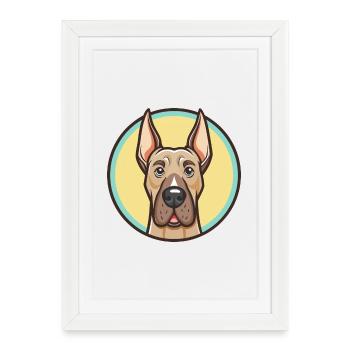 Great Dane Dog Breed Cartoon Kawaii Clipart Animal - Framed poster (27 × 37 cm) - white - Front