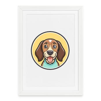 Montenegrin Mountain Hound Dog Breed Funny Cartoon - Framed poster (27 × 37 cm) - white - Front