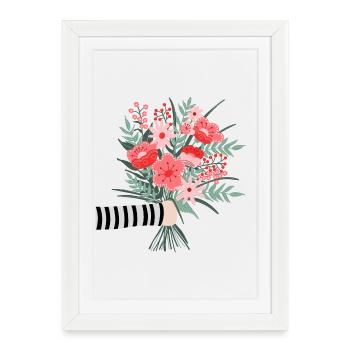 Dites simplement merci - une chère salutation aux fleurs - Affiche encadrée (27 × 37 cm) - blanc - Devant