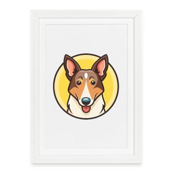 Smooth Collie Dog Breed Cartoon Kawaii Clipart Pet - Framed poster (27 × 37 cm) - white - Front