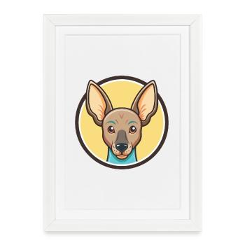 Xoloitzcuintle Chien Race Dessin animé Kawaii Clipart - Affiche encadrée (27 × 37 cm) - blanc - Devant