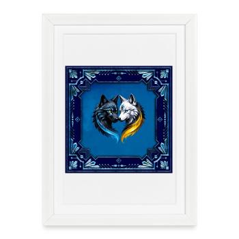 Majestic wolf heads. - Framed poster (27 × 37 cm) - white - Front