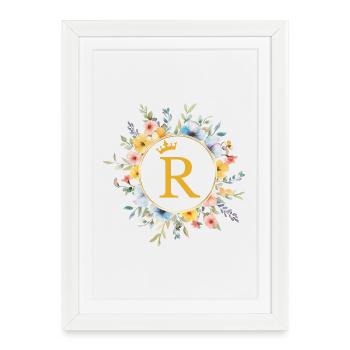 R Monogram, Flower Circle, Personalizable - Framed poster (27 × 37 cm) - white - Front