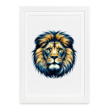 Lion - Affiche encadrée (27 × 37 cm) - blanc - Devant