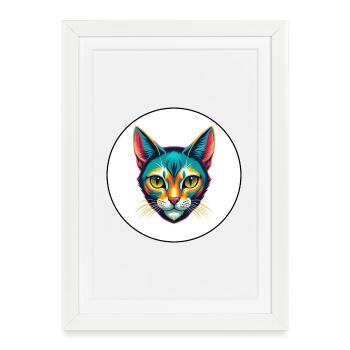 Burmilla Chat Race Dessin Animé Kawaii Animal Pet - Affiche encadrée (27 × 37 cm) - blanc - Devant