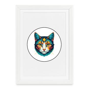 Domestic Cat Breed Cartoon Kawaii Animal Pet - Framed poster (27 × 37 cm) - white - Front
