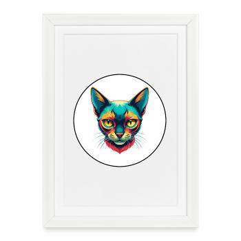 Burmese Cat Breed Cartoon Kawaii Animal Pet - Framed poster (27 × 37 cm) - white - Front