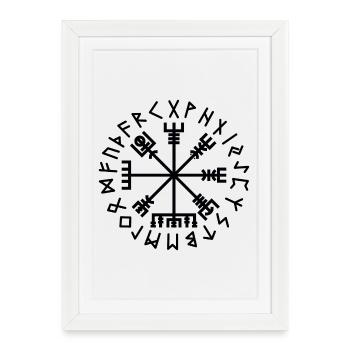 Végétarienne biologique : Boussole viking - Affiche encadrée (27 × 37 cm) - blanc - Devant