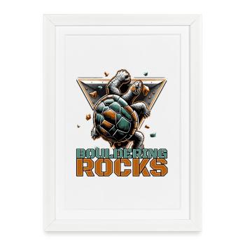 Rochers Rochers Tortue Escalade Cadeau - Affiche encadrée (27 × 37 cm) - blanc - Devant