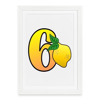 NUMÉRO 60E ANNIVERSAIRE - CITRON - Affiche encadrée (27 × 37 cm) - blanc - Devant
