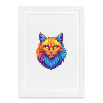 Siberian Cat Breed Cartoon Kawaii Animal Pet - Framed poster (27 × 37 cm) - white - Front