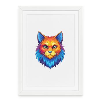 Chat Ragamuffin Race Dessin animé Kawaii Animal de compagnie - Affiche encadrée (27 × 37 cm) - blanc - Devant