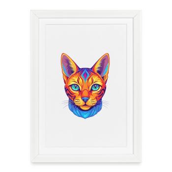Ocicat Domestic Cat Breed Cartoon Kawaii Animal Pe - Framed poster (27 × 37 cm) - white - Front