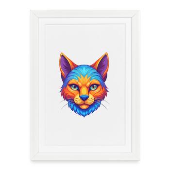 Chypre Chat Race Dessin Animé Kawaii Animal Pet - Affiche encadrée (27 × 37 cm) - blanc - Devant