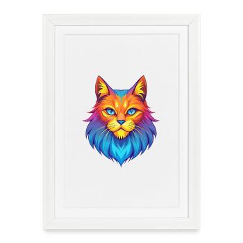 German Longhair Cat Breed Cartoon Kawaii Animal Pe - Framed poster (27 × 37 cm) - white - Front