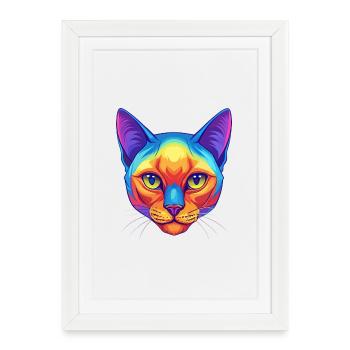 Burmese Cat Breed Cartoon Kawaii Animal Pet - Framed poster (27 × 37 cm) - white - Front